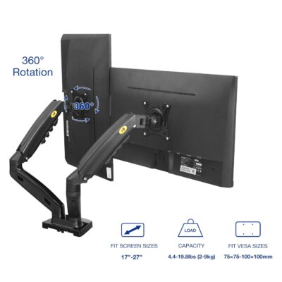 Audiovan Gas-Strut Dual Monitor Arm